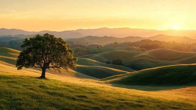 Sunrise over a serene landscape